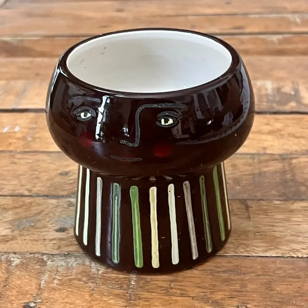 Opalhouse Stoneware Face Planter Vase Brown Striped 4